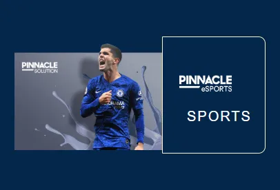 Banner for Pinnacle eSports on kuyaplay-casino featuring a football player in a blue jersey celebrating with excitement against a dark gradient background.