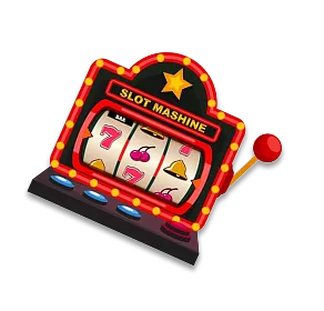 An animated red slot machine with lit marquee lights displays winning symbols like sevens, cherries, and bells, reflecting the classic gaming excitement of KuyaPlay.