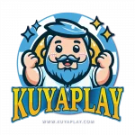 A vibrant logo illustration of a smiling blue-bearded mascot with raised fists and sparkles in the background, symbolizing the energetic and fun spirit of a KuyaPlay agent.