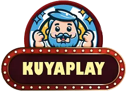 A cheerful cartoon character with blue hair and beard appears above a retro-style marquee sign displaying the word KuyaPlay, representing the fun and engaging branding of KuyaPlay.