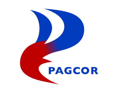 A stylized red and blue flame logo of PAGCOR on a transparent background, symbolizing official regulation and oversight of legit online casino operations.