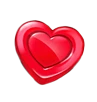 A bright, glossy red heart-shaped candy icon placed on a transparent background, visually representing a life or bonus in KuyaPlay login.