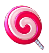 A red and white swirled lollipop with a striped handle displayed on a transparent background, symbolizing a sweet bonus element in KuyaPlay login