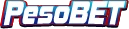 A bold and modern logo of PesoBet in blue and red shades, showcasing branding for a legit online casino.